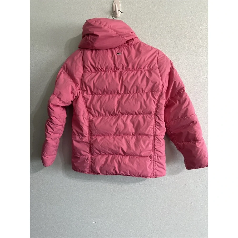 Vineyard Vines Puffer Jacket Quilted Goose Down Hood‎  Pink Youth Girls Medium